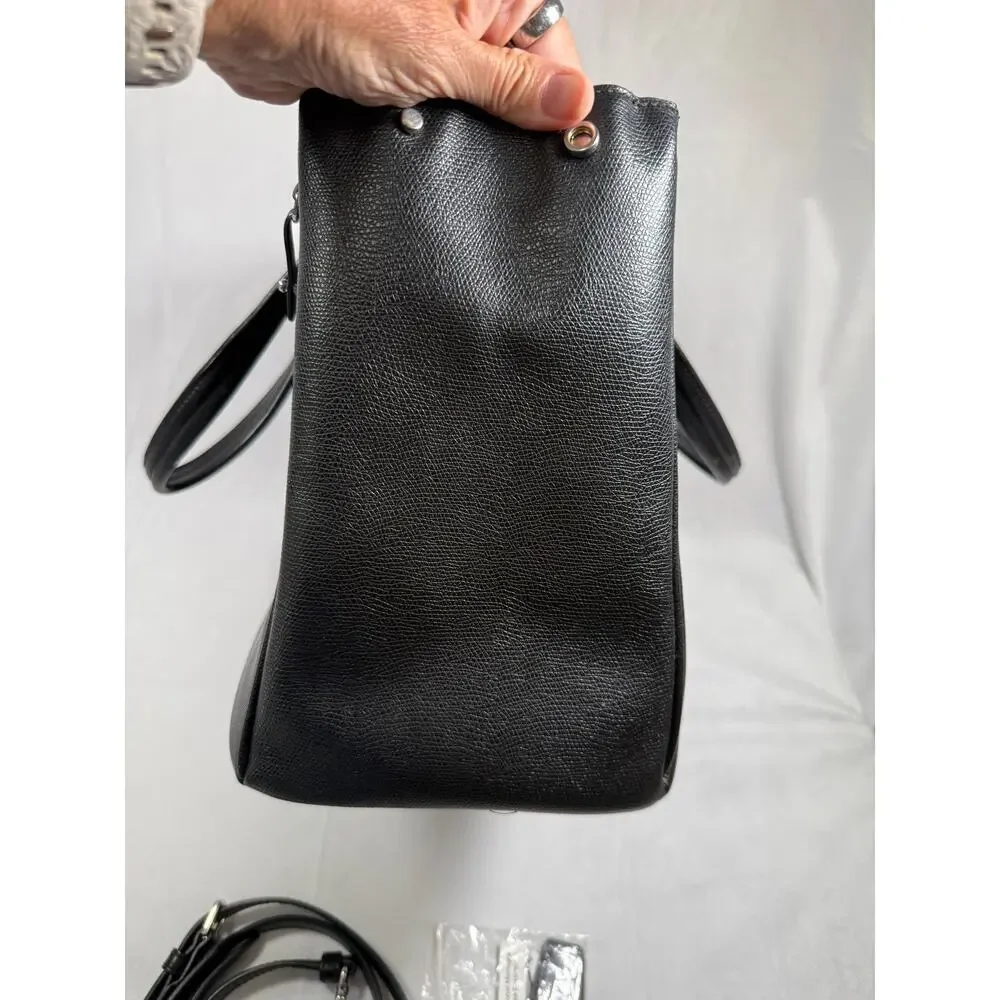 Tumi Black Leather work laptop briefcase tote monogram replaceable